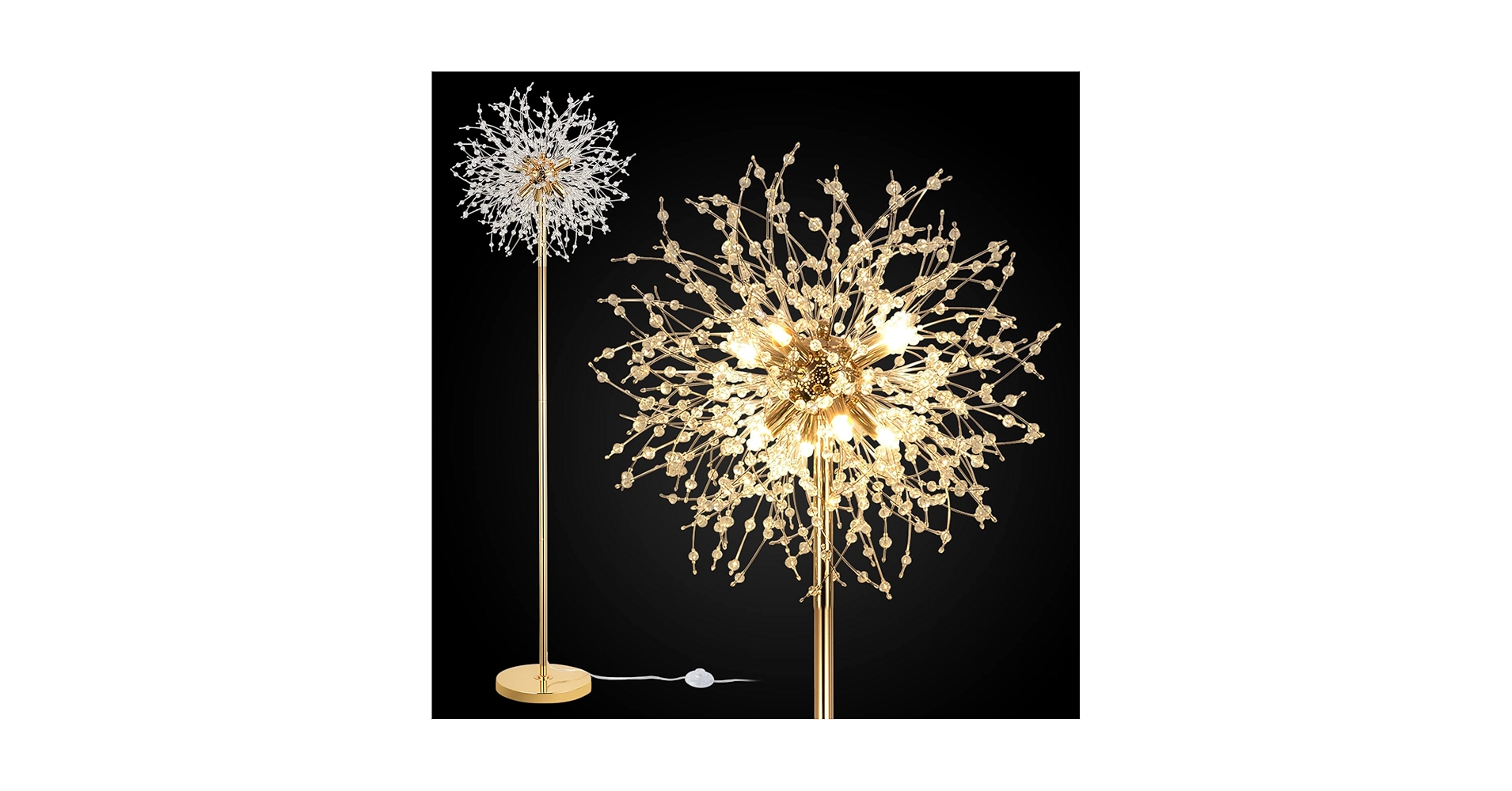 69 inch Crystal Floor Lamp, Modern Standing Lamp with K9